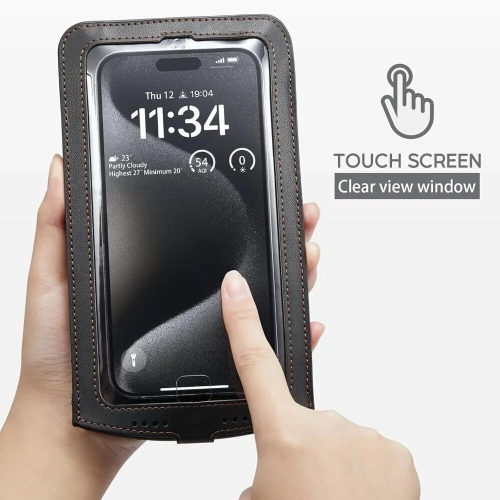 Cell Phone Purse Leather Mini Crossbody Wallet for All Smartphones, Black